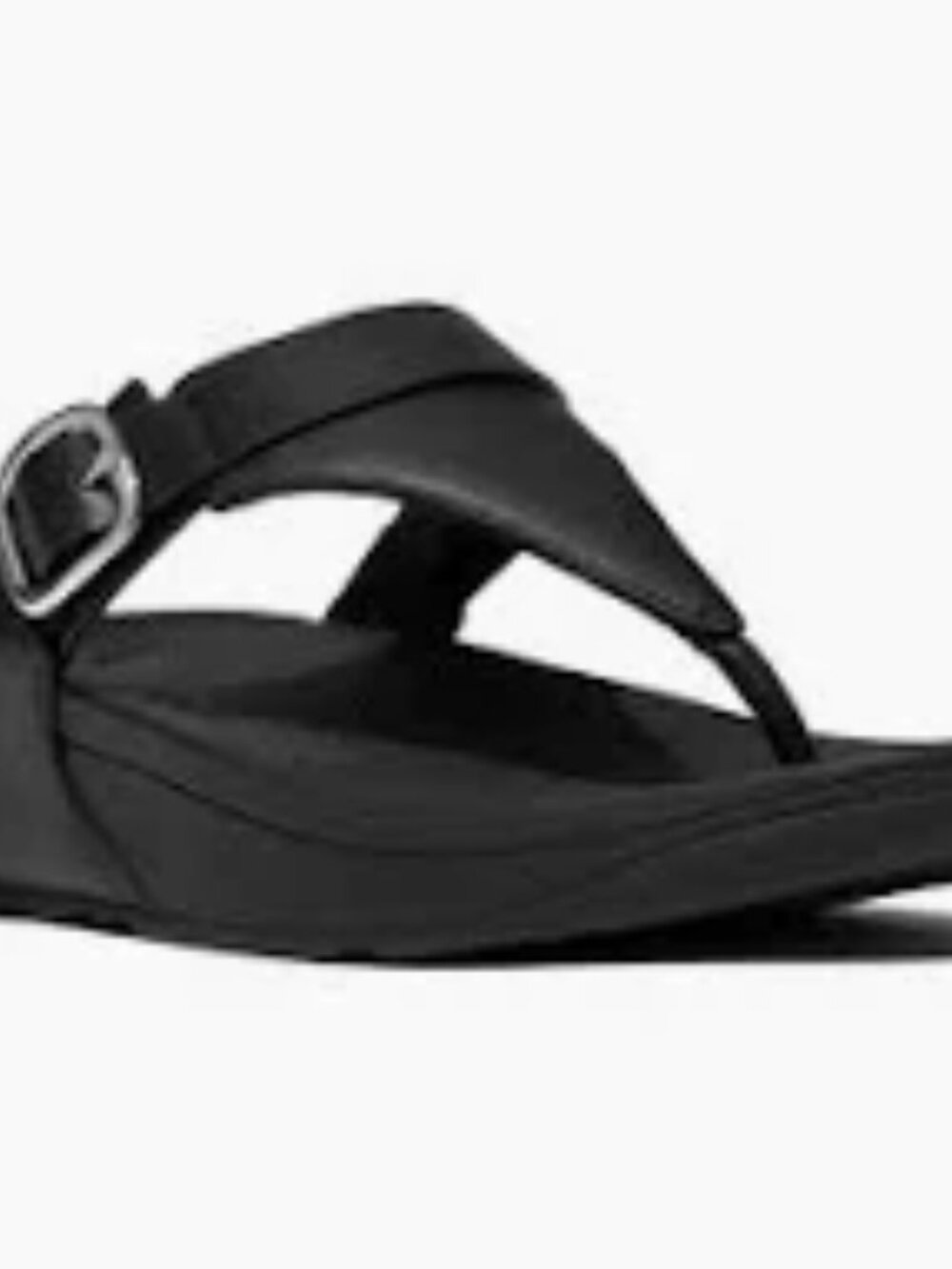 FitFlop Lulu Adjustable Leather Toe Post Sandals Black SZ 8